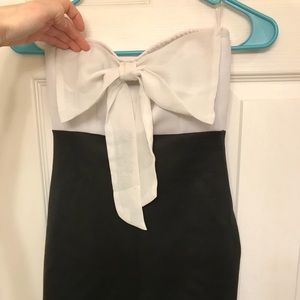 White and black dress with bow
